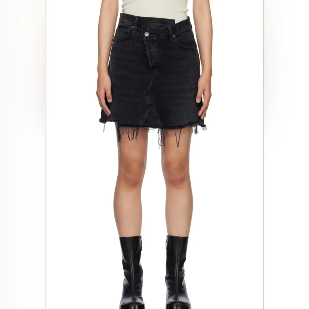AGOLDE Criss Cross Mini Skirt Black Denim Size 25